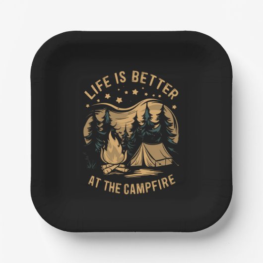 Das Leben ist besser im Campingplatz Camp-Camping Pappteller (Vorderseite)