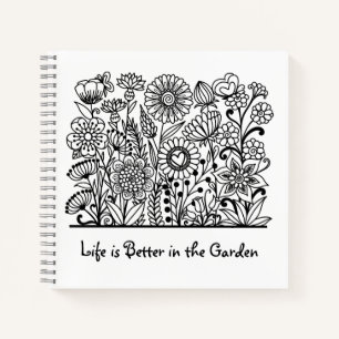 Das Leben ist besser im Garden Floral Print Journa Notizblock