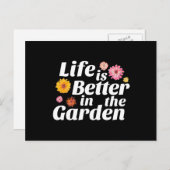 Das Leben ist besser im Garten - Zinnia Blume Postkarte (Vorne/Hinten)