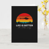 Das Leben ist besser im Himmel - Hubschrauber Karte (Gelbe Blume)