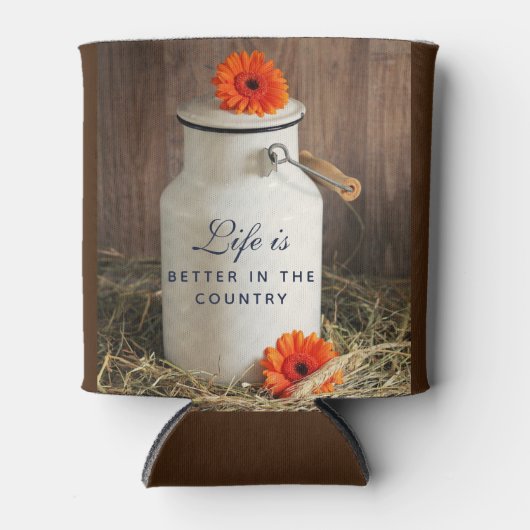 Das Leben ist besser im Land Zitat mit Milch kann Dosenkühler (Vorderseite)