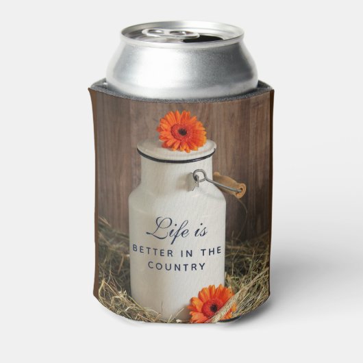 Das Leben ist besser im Land Zitat mit Milch kann Dosenkühler (Kanne Rückseite)