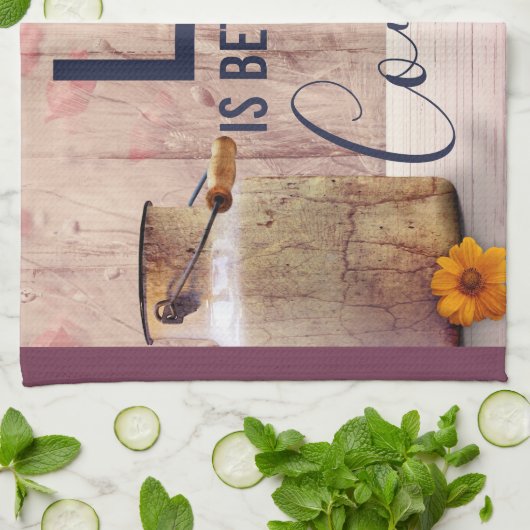 Das Leben ist besser im Land Zitat mit Milch kann Geschirrtuch (Gefaltet)