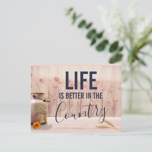Das Leben ist besser im Land Zitat mit Milch kann Postkarte (Stehend Vorderseite)