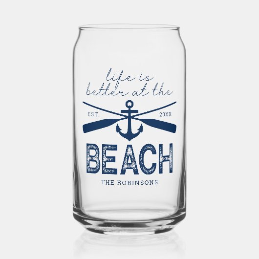 Das Leben ist besser im Namen des Beach House Dosenglas (Vorderseite)