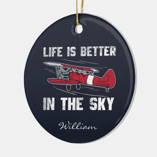 Das Leben ist besser im "Skies Pilot" Weihnachten Keramik Ornament (Links)