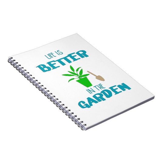 Das Leben ist besser im T - Shirt des Gartens Notizblock (Rechte Seite)