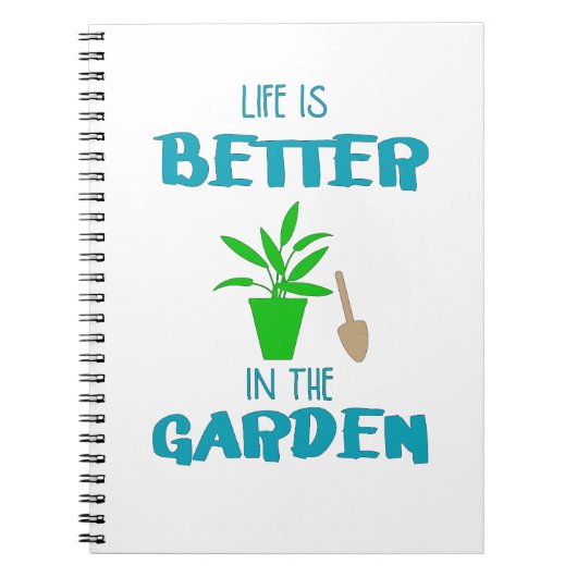 Das Leben ist besser im T - Shirt des Gartens Notizblock (Vorderseite)
