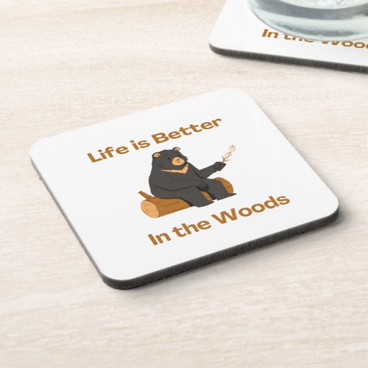 Das Leben ist besser im Wald auf einem Getränkeuntersetzer (Linke Seite)