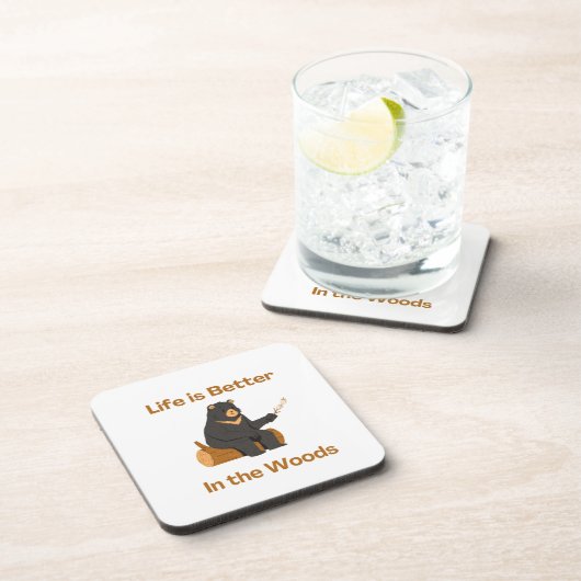 Das Leben ist besser im Wald auf einem Getränkeuntersetzer (Rechte Seite)
