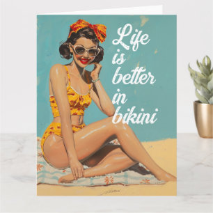 Das Leben ist besser in Bikin, Retro-Stil, niedlic Karte