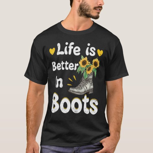 Das Leben ist besser in Boots Country Cowgirl Mädc T-Shirt (Vorderseite)