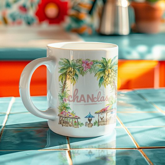 Das Leben ist besser in Chanclas Tropical Palm Tre Kaffeetasse