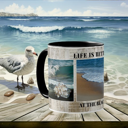 Das Leben ist besser in der Beach Foto Collage Tas Kaffeetasse