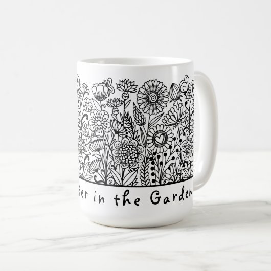 Das Leben ist besser in der Gartenblumendruckerei Kaffeetasse (VorderseiteRechts)