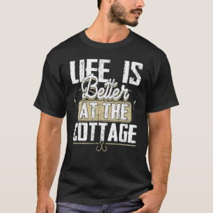 Das Leben ist besser in der Hütte Retro-Angeln T-Shirt