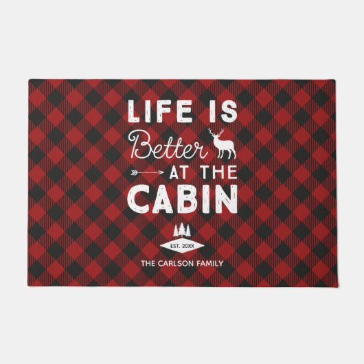 Das Leben ist besser in der Hütte Rustikaler Famil Fußmatte (Vorderseite)