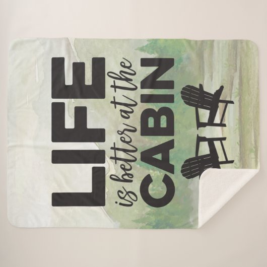 Das Leben ist besser in der Hütte Sherpa Blanket Sherpadecke (Vorderseite (Horizontal))