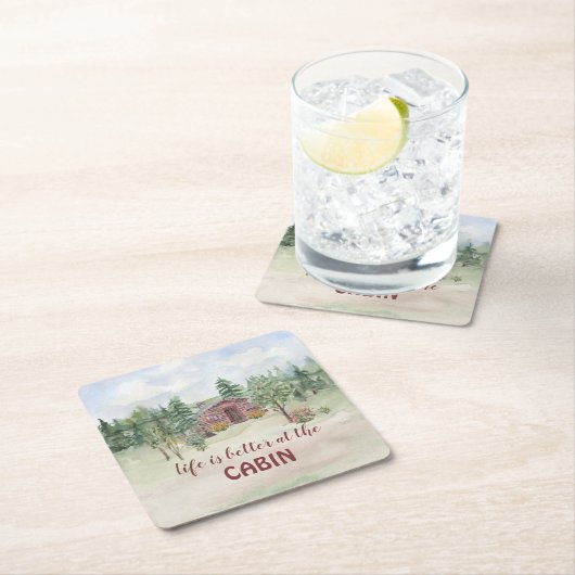 Das Leben ist besser in der Kiefernkiefernhöhle. Rechteckiger Pappuntersetzer (Vor Ort)