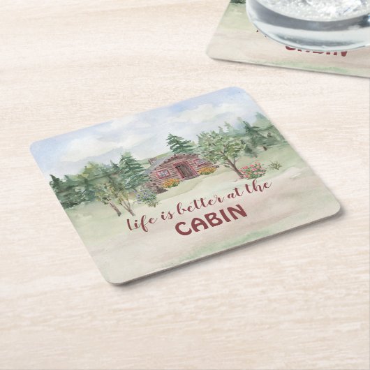 Das Leben ist besser in der Kiefernkiefernhöhle. Rechteckiger Pappuntersetzer (angewinkelt)