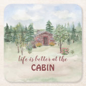 Das Leben ist besser in der Kiefernkiefernhöhle. Rechteckiger Pappuntersetzer (Vorderseite)