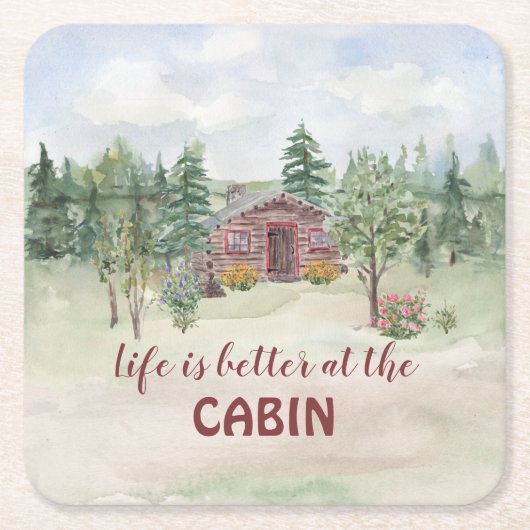 Das Leben ist besser in der Kiefernkiefernhöhle. Rechteckiger Pappuntersetzer (Vorderseite)