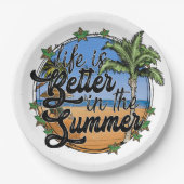 Das Leben ist besser in der Sommerpapierplatte Pappteller (Vorderseite)