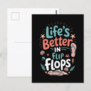 Das Leben ist besser in Flip Flops - Fun Tropical  Postkarte