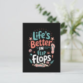 Das Leben ist besser in Flip Flops - Fun Tropical Postkarte (Stehend Vorderseite)