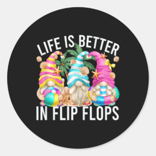 Das Leben ist besser in Flip Flops für Beach Girls Runder Aufkleber