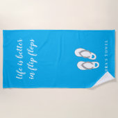 Das Leben ist besser in Flip Flops lustige blaue A Strandtuch (Vorderseite)