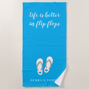 Das Leben ist besser in Flip Flops lustige blaue A Strandtuch