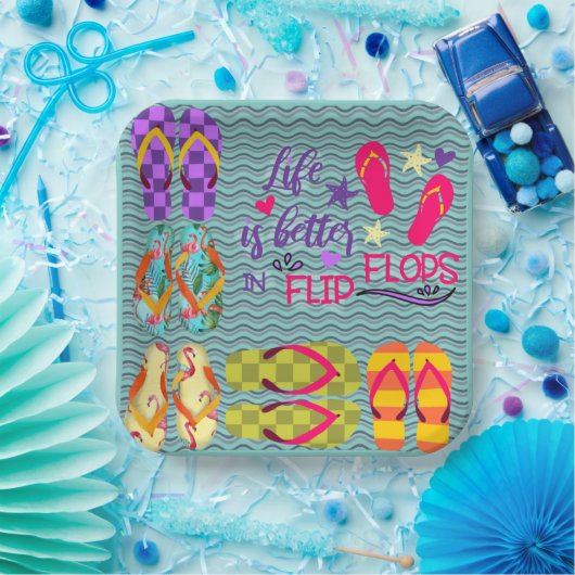 Das Leben ist besser in Flip Flops Pappteller (Party)