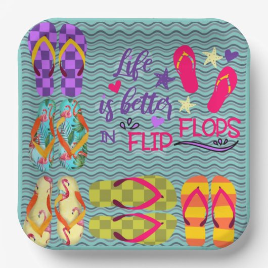 Das Leben ist besser in Flip Flops Pappteller (Vorderseite)
