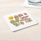 Das Leben ist besser in Flip Flops | Summer Vibes Rechteckiger Pappuntersetzer (angewinkelt)