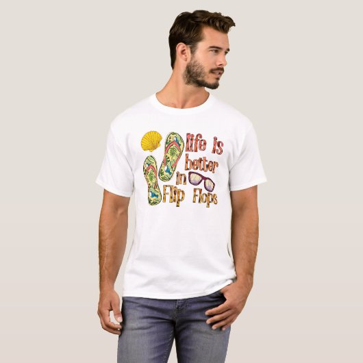 Das Leben ist besser in Flip Flops | Summer Vibes T-Shirt (Vorne ganz)