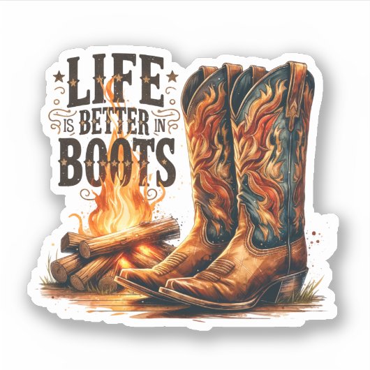 Das Leben ist besser in Stiefeln Vinyl Sticker (Vorderseite)