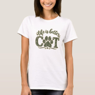 Das Leben ist besser Katze Vintage T-Shirt