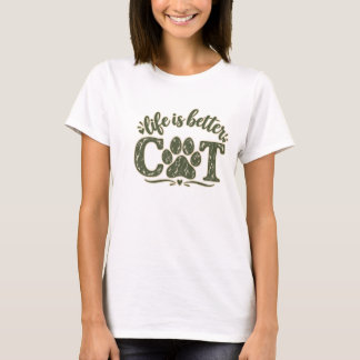 Das Leben ist besser Katze Vintage T-Shirt