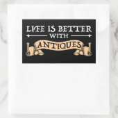 Das Leben ist besser mit Antiquitäten Rechteckiger Aufkleber (Tasche)