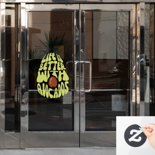 Das Leben ist besser mit Avocados Fensteraufkleber (Büro Tür)