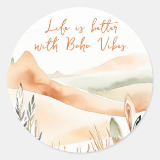 Das Leben ist besser mit Boho Vibes - Boho Runder Aufkleber