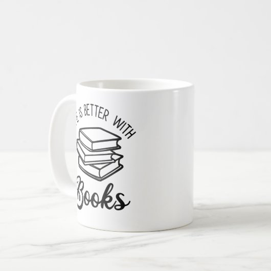 Das Leben ist besser mit Büchern Kaffeetasse (Vorderseite Links)