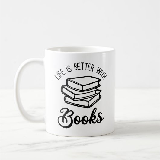 Das Leben ist besser mit Büchern Kaffeetasse (Links)