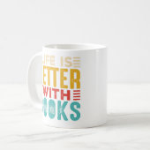 Das Leben ist besser mit Büchern weiße Tasse (Vorderseite Links)
