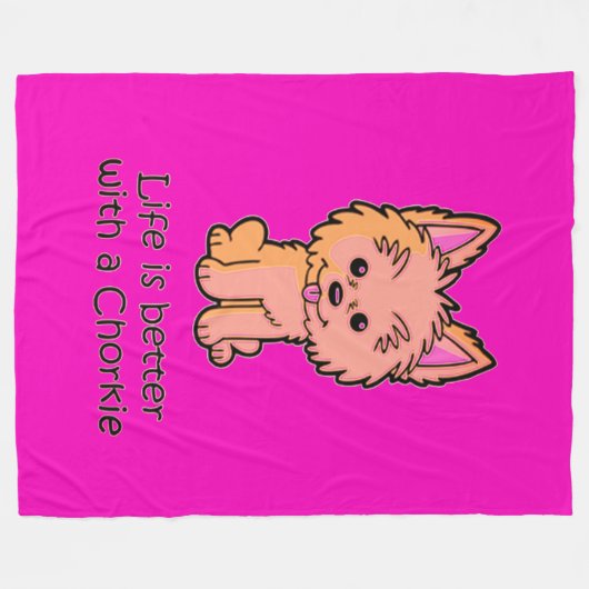 Das Leben ist besser mit Chorkie Fleecedecke (Vorderseite (Horizontal))