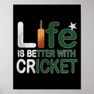 Das Leben ist besser mit Cricket Fan Geschenk Paki Poster