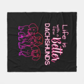 Das Leben ist besser mit Dackeln, die neonrosa Doo Fleecedecke (Vorderseite (Horizontal))