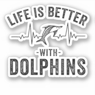 Das Leben ist besser mit Delfinen coole Herzfreque Aufkleber