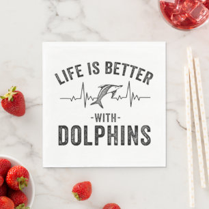 Das Leben ist besser mit Delfinen coole Herzfreque Serviette